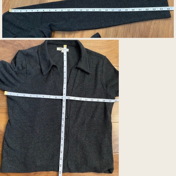 Madewell Gray Polo Sweater Cardigan Crop Ribbed Knit Collared Long Sleeves S - Picture 7 of 7